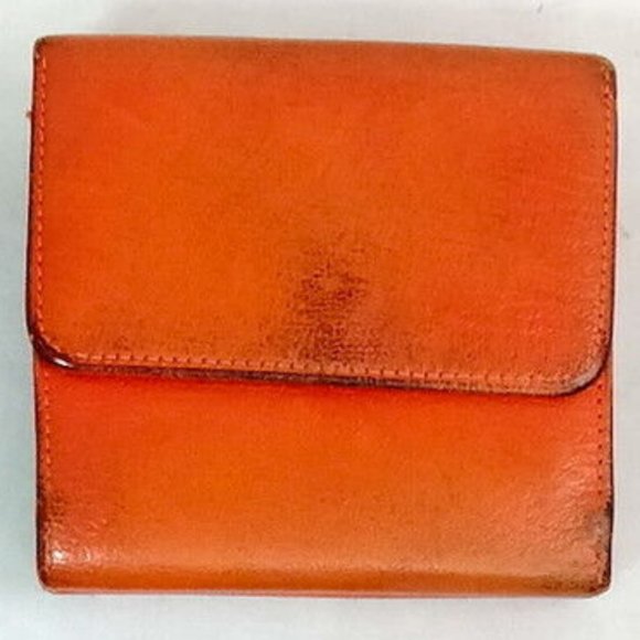 Authentic orange Chanel leather wallet thick leather - Picture 2 of 5